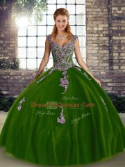 Sleeveless Beading and Appliques Lace Up Quinceanera Gown