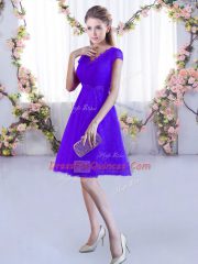 Purple Cap Sleeves Lace Mini Length Court Dresses for Sweet 16