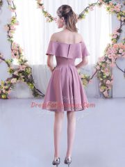 Sophisticated Ruching Quinceanera Court of Honor Dress Lavender Zipper Short Sleeves Mini Length