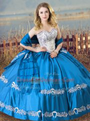 Elegant Baby Blue Sweetheart Lace Up Beading and Embroidery Quinceanera Dresses Sleeveless