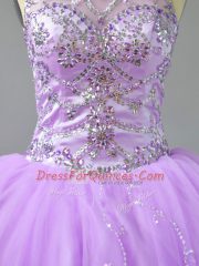 Decent Lavender Lace Up 15 Quinceanera Dress Beading Sleeveless Floor Length