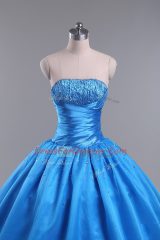 Customized Organza Sleeveless Floor Length 15 Quinceanera Dress and Beading