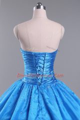 Customized Organza Sleeveless Floor Length 15 Quinceanera Dress and Beading