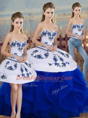 Sweetheart Sleeveless Lace Up Quinceanera Dresses Royal Blue Tulle
