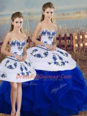 Sweetheart Sleeveless Lace Up Quinceanera Dresses Royal Blue Tulle