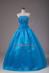 Custom Made Floor Length Ball Gowns Sleeveless Blue Vestidos de Quinceanera Lace Up