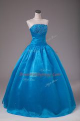 Custom Made Floor Length Ball Gowns Sleeveless Blue Vestidos de Quinceanera Lace Up