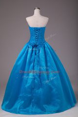 Custom Made Floor Length Ball Gowns Sleeveless Blue Vestidos de Quinceanera Lace Up
