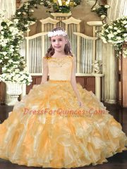 Sleeveless Zipper Floor Length Beading and Ruffles Little Girls Pageant Gowns