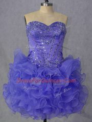 On Sale Lavender Lace Up Sweetheart Beading and Ruffles Dress for Prom Organza Sleeveless