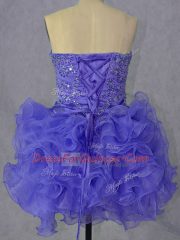 On Sale Lavender Lace Up Sweetheart Beading and Ruffles Dress for Prom Organza Sleeveless