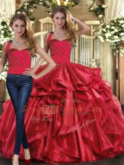 Nice Halter Top Sleeveless Organza Sweet 16 Quinceanera Dress Ruffles Lace Up
