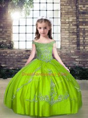 Lace Up Pageant Dresses Beading Sleeveless Floor Length