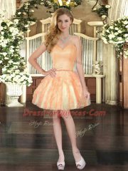 Orange Three Pieces Beading and Ruffles 15 Quinceanera Dress Lace Up Organza Sleeveless Floor Length