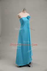 Teal Zipper Homecoming Dress Hand Made Flower Sleeveless Floor Length