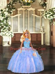 Tulle Halter Top Sleeveless Lace Up Embroidery and Ruffles Quinceanera Dress in Multi-color