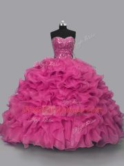 Sleeveless Beading Lace Up Quinceanera Gown