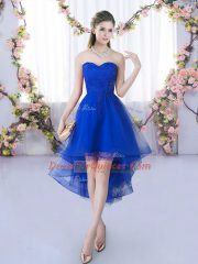 Tulle Sleeveless High Low Quinceanera Dama Dress and Lace
