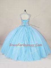 Scoop Sleeveless Tulle Quinceanera Dress Beading Lace Up