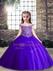 Popular Beading Pageant Gowns Purple Lace Up Sleeveless Floor Length
