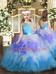 Beautiful Floor Length Multi-color Pageant Dresses Tulle Sleeveless Ruffles