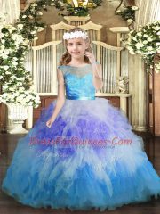 Beautiful Floor Length Multi-color Pageant Dresses Tulle Sleeveless Ruffles