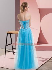 Glittering Sleeveless Floor Length Beading Lace Up Homecoming Dress with Lilac