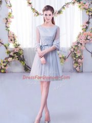 Tulle Half Sleeves Mini Length Quinceanera Dama Dress and Lace