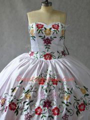 Cheap Sweetheart Sleeveless Lace Up Sweet 16 Dress White And Red Organza