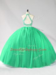 Lovely Floor Length Two Pieces Sleeveless Turquoise Quinceanera Dress Backless