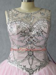 Sexy Floor Length Ball Gowns Sleeveless Baby Pink Sweet 16 Dresses Lace Up