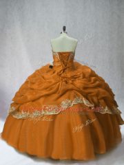 Custom Design Brown Ball Gowns Beading and Appliques and Pick Ups Quinceanera Dress Lace Up Organza Sleeveless Floor Length