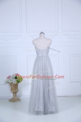 Edgy Grey Sleeveless Tulle Zipper Quinceanera Dama Dress for Wedding Party