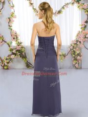 Olive Green Sleeveless Ruching Floor Length Court Dresses for Sweet 16