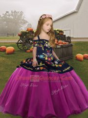 Floor Length Ball Gowns Sleeveless Fuchsia Little Girl Pageant Gowns Side Zipper