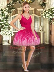 Comfortable Multi-color Backless Prom Evening Gown Ruffles Sleeveless Mini Length