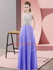 Customized Lavender Sleeveless Satin Backless Evening Dress for Prom and Party