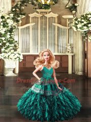 Pretty Turquoise Quinceanera Dresses Sweet 16 and Quinceanera with Appliques and Ruffles V-neck Sleeveless Backless