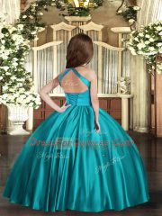 Elegant Satin Sleeveless Floor Length Girls Pageant Dresses and Ruching