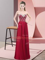 Sweetheart Sleeveless Zipper Prom Evening Gown Wine Red Chiffon