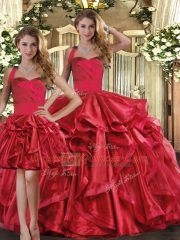 Modern Organza Sleeveless Floor Length Sweet 16 Quinceanera Dress and Ruffles