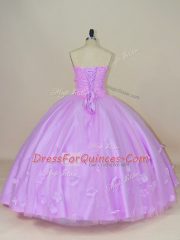 Lavender Sweetheart Lace Up Hand Made Flower 15 Quinceanera Dress Sleeveless