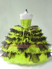 Yellow Green Sweet 16 Dresses Organza Sleeveless Beading