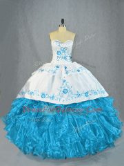 Captivating Baby Blue Lace Up Vestidos de Quinceanera Beading and Ruffles Sleeveless