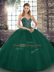 Extravagant Tulle Sleeveless Floor Length Quinceanera Gown and Beading