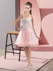 Pink Teens Party Dress Prom and Party with Beading Sweetheart Sleeveless Zipper