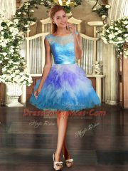 Dramatic Multi-color Scoop Neckline Lace and Ruffles Sweet 16 Quinceanera Dress Sleeveless Backless