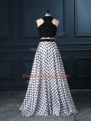 White And Black Sleeveless Printed Zipper for Prom and Party and Military Ball