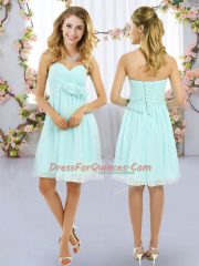 Flare Mini Length Aqua Blue Dama Dress Sweetheart Sleeveless Lace Up