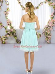 Flare Mini Length Aqua Blue Dama Dress Sweetheart Sleeveless Lace Up